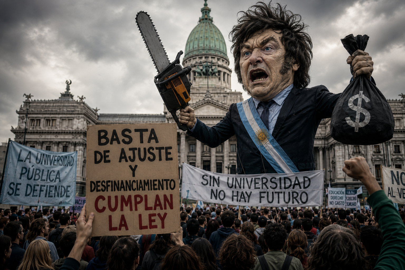 La Universidad sale a la calle contra un Gobierno que ajusta, desfinancia e incumple la ley